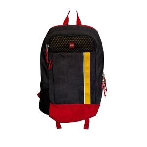 LEGO Adult Tech Backpack Brick Outline Retro Black Red Yellow Interior | GUC